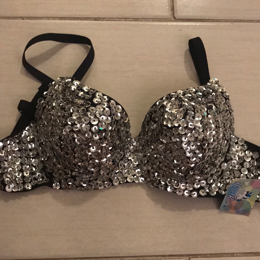 Silver Sequin Rave Bra